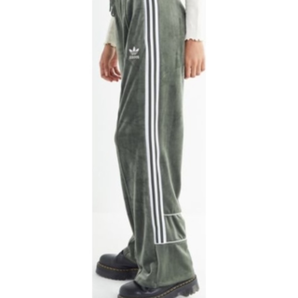 adidas green velour track pants